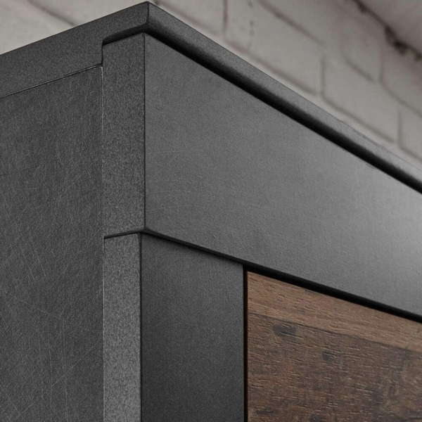 Lomadox Vitrine BERLIN-61 Old Mix Dekor mit Matera grau inkl. LED 97/201/40 cm Bild 6