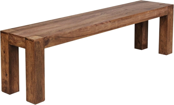 FineBuy Esszimmer Sitzbank Massiv-Holz Sheesham 160 x 45 x 35 cm Design Holz-Bank Natur-Produkt Küchenbank Landhaus-Stil dunkel-braun Bank 3-Sitzer für innen ohne Rücken-Lehne Echt-Holz
