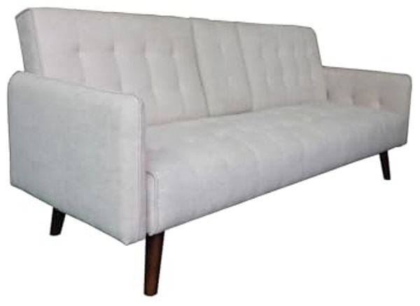 HTI-Living Schlafsofa Sofa mit Knopfsteppung Elouisa Grau, Stück 1 Teile, Schlafsofa einklappbare Mittellehne mit Becherhalter