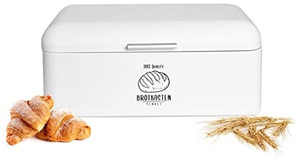 Großer Brotkasten aus Metall im Retro Look Rollbrotkasten Brotbehälter Weiß