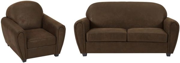 Vente-unique - VICTORY Sofa and armchair set StoffStoff Braun - B 91 cm81 cm x H 89 cm x L 170 cm94 cm
