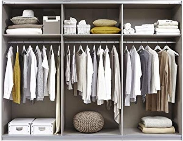 Rauch Möbel Caracas Schrank Kleiderschrank Schwebetürenschrank, Eiche Artisan mit 1 Spiegeltür 3-türig inkl. Zubehörpaket Basic 3 Einlegeböden, 3 Kleiderstangen, BxHxT 271 x 210 x 62 cm Bild 5