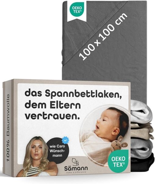 Sämann Spannbettlaken 100x100 cm Jersey anthrazit