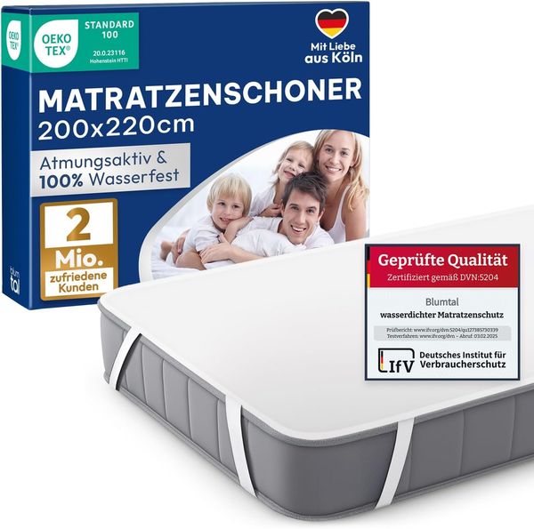 Blumtal Matratzenschoner 200x220 cm - wasserdichte Matratzenauflage 200x220 cm aus 80% Baumwolle - Oeko-TEX zert. Inkontinenzunterlage waschbar bis 95 °C - knisterfreier Bett Topper - Bettwanzen Schutz