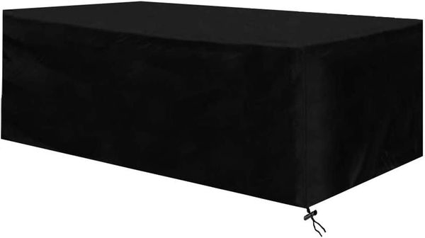 junxing Gartenmöbel Abdeckung, Wasserdicht, Winterfest, Atmungsaktiv, Rechteckig, UV-Schutz, Oxford-Gewebe, Schwarz, 180x160x75cm,(70.9x63.0x29.5in)