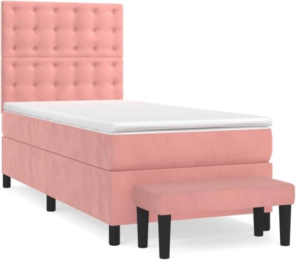 vidaXL Boxspringbett mit Matratze Rosa 90x200 cm Samt 3138066