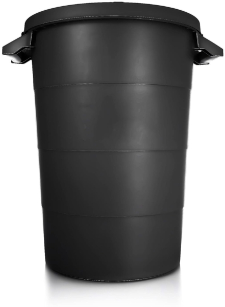 BigDean wetterfeste Universaltonne mit Deckel und 2 stabilen Tragegriffen 80 Liter SCHWARZ - Regentonne Mülleimer - Indoor und Outdoor geeignet - Made in Europe