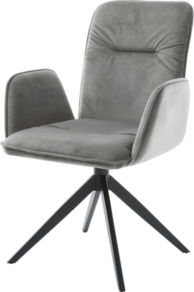 Drehstuhl Vinja-Flex Samt Grau Kreuzgestell breit Schwarz 360° drehbar Wippfunktion