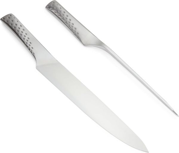 Weber Deluxe Tranchierbesteck Set, bestehend aus Tranchiermesser (Klinge 24cm) und Gabel, aus hochwertigem Deutschen Edelstahl, Monoblock, ergnomische Griffe - Silder (17074)