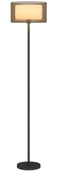 HOMCOM Stehlampe moderne Lampe mit Stoffschirm, Fußschalter, ohne Leuchtmittel, für Schlafzimmer, Wohnzimmer, 33 x 33 x 152,5 cm