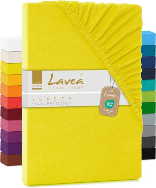 Lavea Spannbettlaken Maya, in Gr. 60x140, 90x200, 120x200, 140x200, 180x200 oder 200x220 cm, 100% Baumwolle, Gummizug: rundum, (1 Stück), Jersey Spannbetttuch für Topper, Boxspring- und Wasserbetten