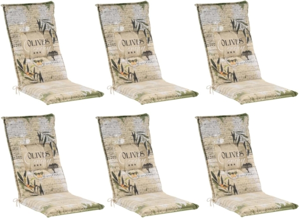 GO-DE Hochlehnerauflage GARDOLI, B 50 x L 120 cm, Beige, 6er Set, (Set, 6 St), Gartenstuhlauflagen für Hochlehnstühle