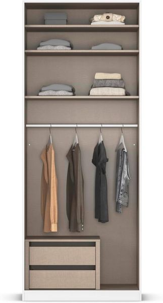 Rauch Möbel Alabama Schrank Kleiderschrank Drehtürenschrank Weiß 2-türig inklusive Zubehörpaket Premium 1 Kleiderstange, 3 Einlegeböden, 1 Schubkasteneinsatz BxHxT 91 x 229 x 54 cm Bild 6