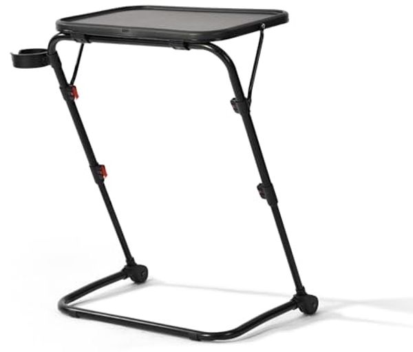 39F FURNITURE DREAM Foldable Writing Desk with Adjustable Height and Tilt Angle, Compact Laptop Table, Portable Secretary Desk for Small Home Office or Living Room, Black, 53 x 37.5 x 71.5 cm