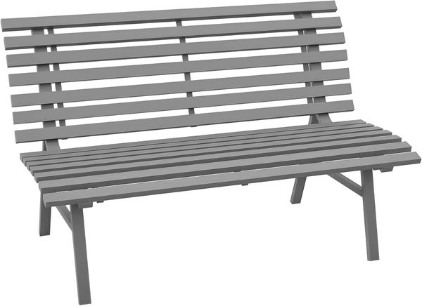 Outsunny Gartenbank 2 Sitzer Parkbank, mit Rückenlehne, für Garten, Balkon (Sitzbank, 1-St, Balkonbank), Alu, 123 x 67 x 79 cm, Grau