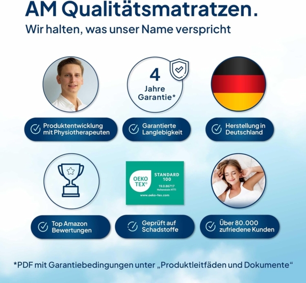 AM Qualitätsmatratzen | Premium Visco-Topper 140x190 cm Bild 7