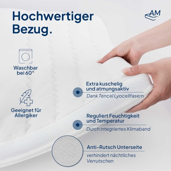 AM Qualitätsmatratzen | Premium Visco-Topper 140x190 cm Bild 5