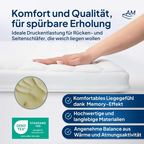 AM Qualitätsmatratzen | Premium Visco-Topper 140x190 cm Bild 4