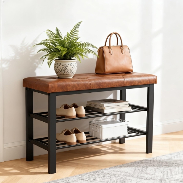 DUMOS Schuhbank Sitzbank Sitztruhe Eingangsbereich Nähte Mid-Century-Modern-Stil modern