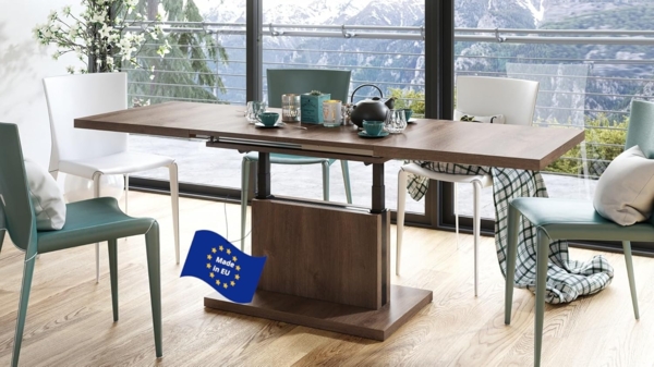 Mazzoni Couchtisch Aston Eiche dunkel stufenlos höhenverstellbar ausziehbar 120-200cm, Funktionstisch, Wohnzimmertisch, Tisch, Esstisch, Sofatisch