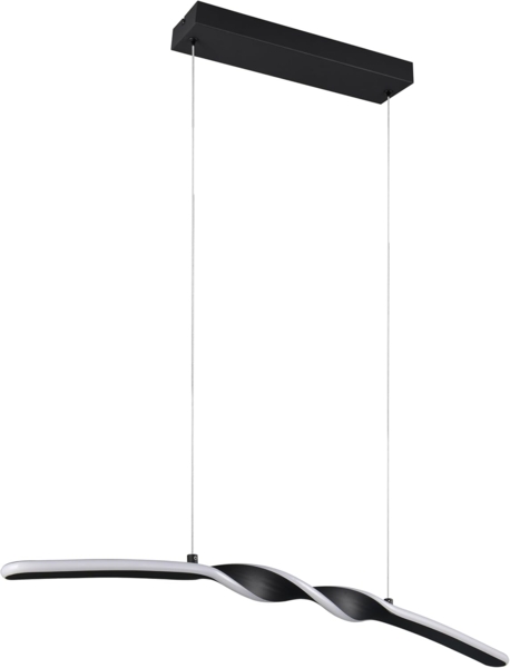 LED Pendelleuchte GINKO in Metall Schwarz geschwungen, Breite 79cm
