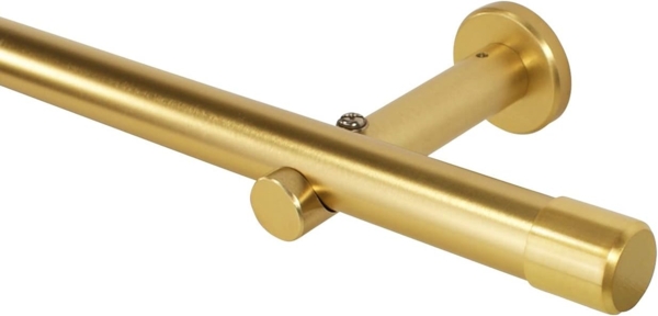 iso-design Gardinenstange Messing Matt 20 mm Endstück Kappe Wand- oder Deckenmontage, Ø 20 mm, 1-läufig, Fixmaß, verschraubt, Aluminium, Mit Metallsäge beliebig kürzbar