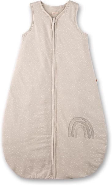 SANETTA Baby-Schlafsack Beige | Praktischer und bequemer Unisex-Schlafsack aus Bio-Baumwolle. Baby-Schlafsack mit Reißverschluss und Regenbogen-Print | Baby Sleeping Bag