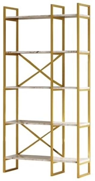 Dmora - Bücherregal Arcalis, Büroregal, Mobiler Buchhalter, Bücherbrett, 88x30 h175 cm, Grau und Marmor Bild 4