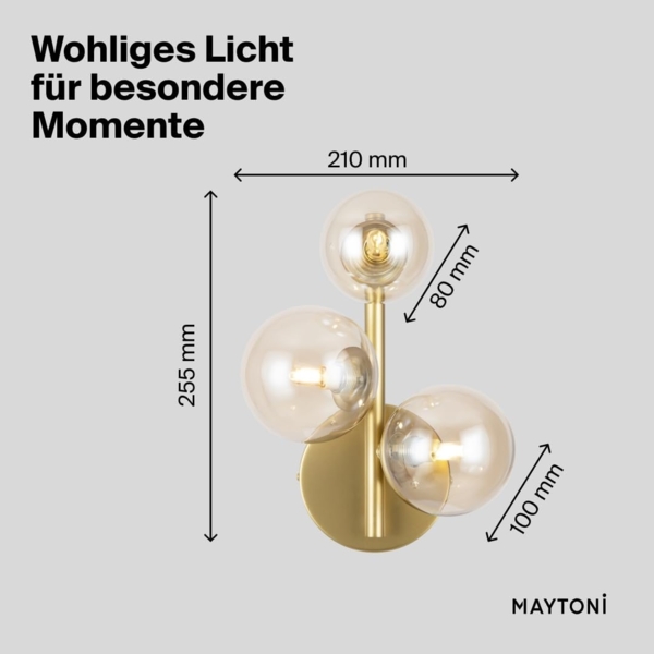 Maytoni Wandleuchte Dallas 3-flammig gold cognac Bild 4
