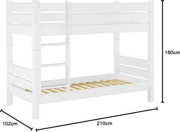 Erst-Holz Etagenbett für Erwachsene weiß 90x200, Nische 80 cm teilbar Bild 3