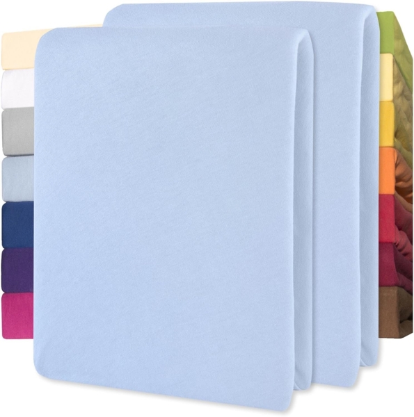 CelinaTex Jersey Spannbettlaken Lucina für Kids Doppelpack 60x120-70x140 cm Aqua blau 100% Baumwolle gekämmt superweich Oeko-TEX