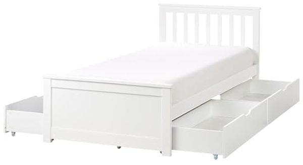 Bett mit Schubladen OLENDON 90x200 cm Holz Weiß