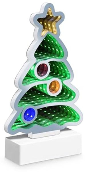 Idena 30549 - LED Infinity Mirror Weihnachtsbaum, ca. 27 x 8 x 40 cm, Deko Lampe mit 156 SMD-LEDs und 3D Effekt, Weihnachtsdeko für Innen, mit Netzteil und 3 m Zuleitung
