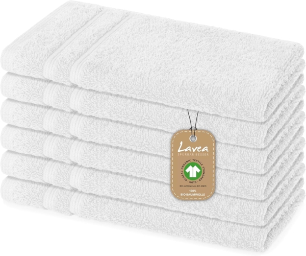 Lavea Gästehandtuch Bali, 30x50cm aus 100% Bio-Baumwolle, einzigartig weiche Gästetücher mit Aufhänger (Set, 6-St), hochwertiges und nachhaltiges Premium Gästetuch – saugstarke Faser