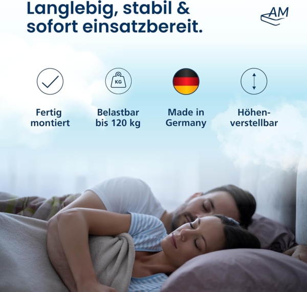 AM Qualitätsmatratzen Ergonomischer 7-Zonen Lattenrost - 70x200 cm - fertig montiert - 44 Leisten - Kopf- und Fußteil verstellbar - Holmabsenkung für Schulter und Becken - 70x200 cm Bild 6