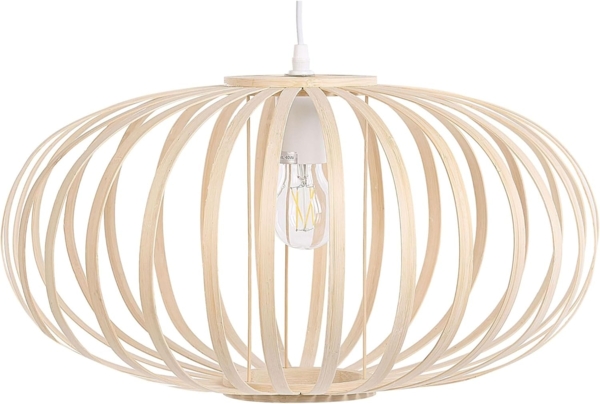 'Havel' Hängeleuchte Hellbraun 120 cm aus Bambusholz / Metall ovale Beleuchtung für Wohn- Schlaf- und Esszimmer Modernes Design