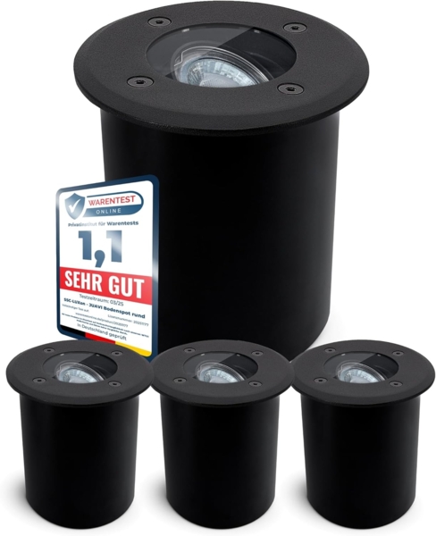 SSC-LUXon LED Gartenstrahler JUAVI Bodeneinbauleuchte IP67 schwarz rund für 1x GU10