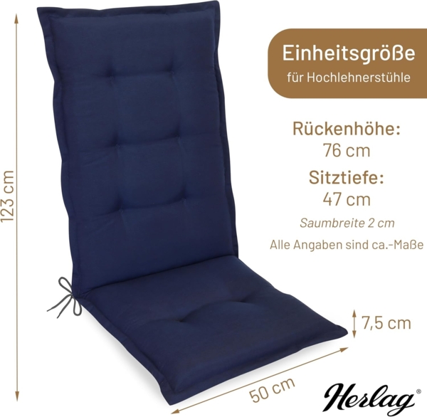 Herlag Hochlehnerauflage Valeria Gartenstuhlauflage für Hochlehner 123x50x7,5cm Muster, Gartenmöbelauflage Design-Edition Bild 3