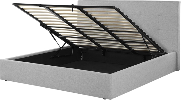 Bett mit Stauraum LORIENT 180 x 200 cm Stoff Grau