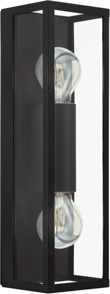 Eglo 99124 Badezimmerleuchte Wandleuchte AMEZOLA Stahl schwarz, Glas klar E27 2X60W IP44 L:11cm B:10cm H:38cm dimmbar