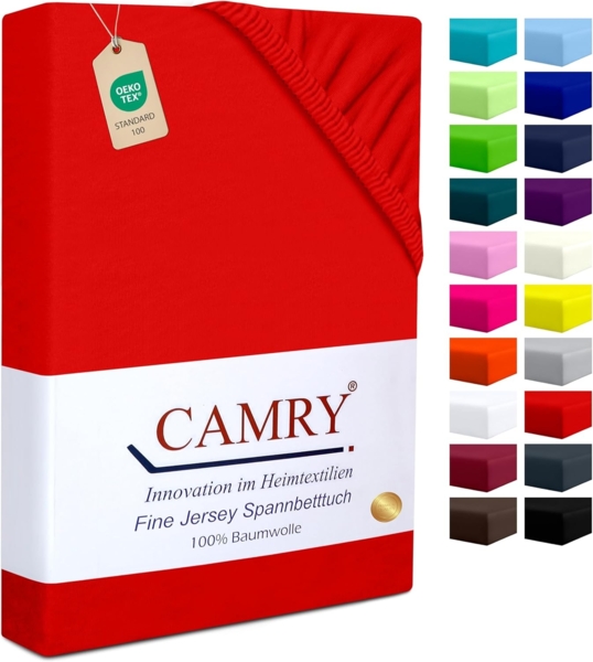 Camry Spannbettlaken CLASSIC, Jersey Baumwolle, Gummizug: rundum, viele Farben, alle Matratzenhöhen, Bettlaken, Spannbetttuch