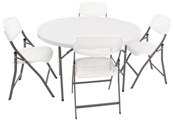 TRUTZHOLM Campingset rund Klapptisch rund Ø 120 cm mit 4 Klappstühlen Kunststoff / Stahl pulverbeschichtet Campingtisch Partytisch