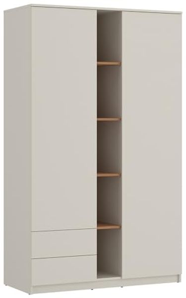 Lomadox Kleiderschrank FIER-129 Kaschmir mit Eiche, 2 Türen, 2 Schubladen, grifflos, Breite 120cm