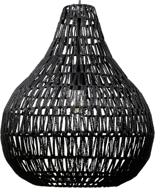 'Molopo' Hängeleuchte Schwarz Papiergeflecht Rattan-Optik geschwungene Form Boho Stil