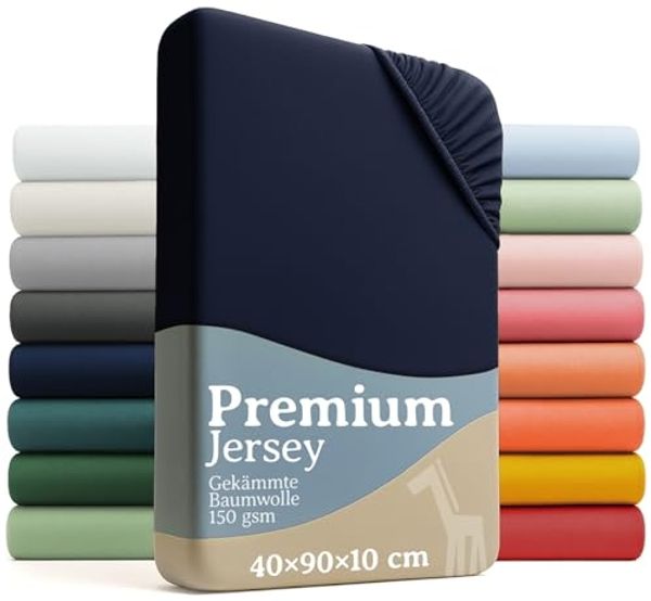 Laleni Premium Spannbettlaken Stubenwagen 40x90 cm - Oeko-Tex Zertifiziert, 100% Baumwolle, atmungsaktives Spannbetttuch Jersey Baby, 150 g/m², Dark Ocean Blue - Blau