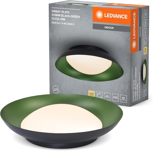 LEDVANCE Orbis Platte 310 mm 19 W 830 Click DIM Schwarz und Grün Bild 1