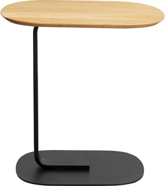 Kare Design Beistelltisch Tassilo, Schwarz, C-Form für Laptop, Mobiler Kaffeetisch, Couchtisch, Wohnzimmertisch, Rechteckig, Skandi Style, Massivholz Tischplatte, Stahl Fuß, 56 x 58,5 x 34 cm (H/B/T)