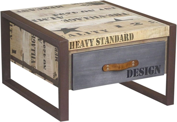 Massivmoebel24 Couchtisch FACTORY (Couchtisch Mango 60x60x40 natur bedruckt FACTORY #127)