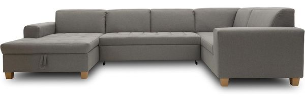 DOMO. collection Sugar Wohnlandschaft, Sofa, Couch, Polstergarnitur, Moderne U-Form, hellgrau, 162 x 333 x 199 cm