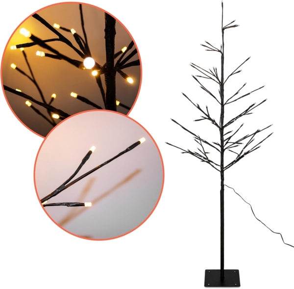 Spetebo LED Baum Deko für Außen und Innen 120 cm Höhe, Netzteil, LED fest integriert, gold, Weihnachts Dekobaum mit 80 LED beleuchtet Bild 4